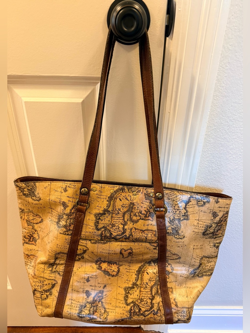 Patricia Nash Map-Print Tote in Tan and Brown - Picture 3 of 5